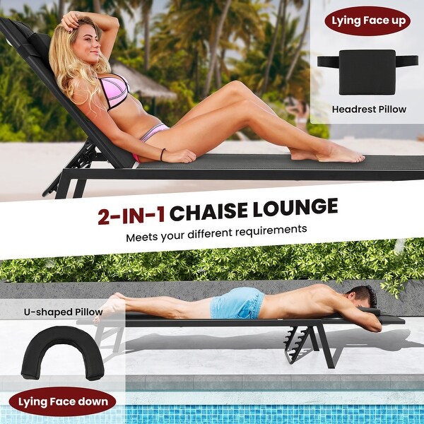 Gymax Patio Sunbathing Lounge Chair w/ Face Hole and Detachable Head