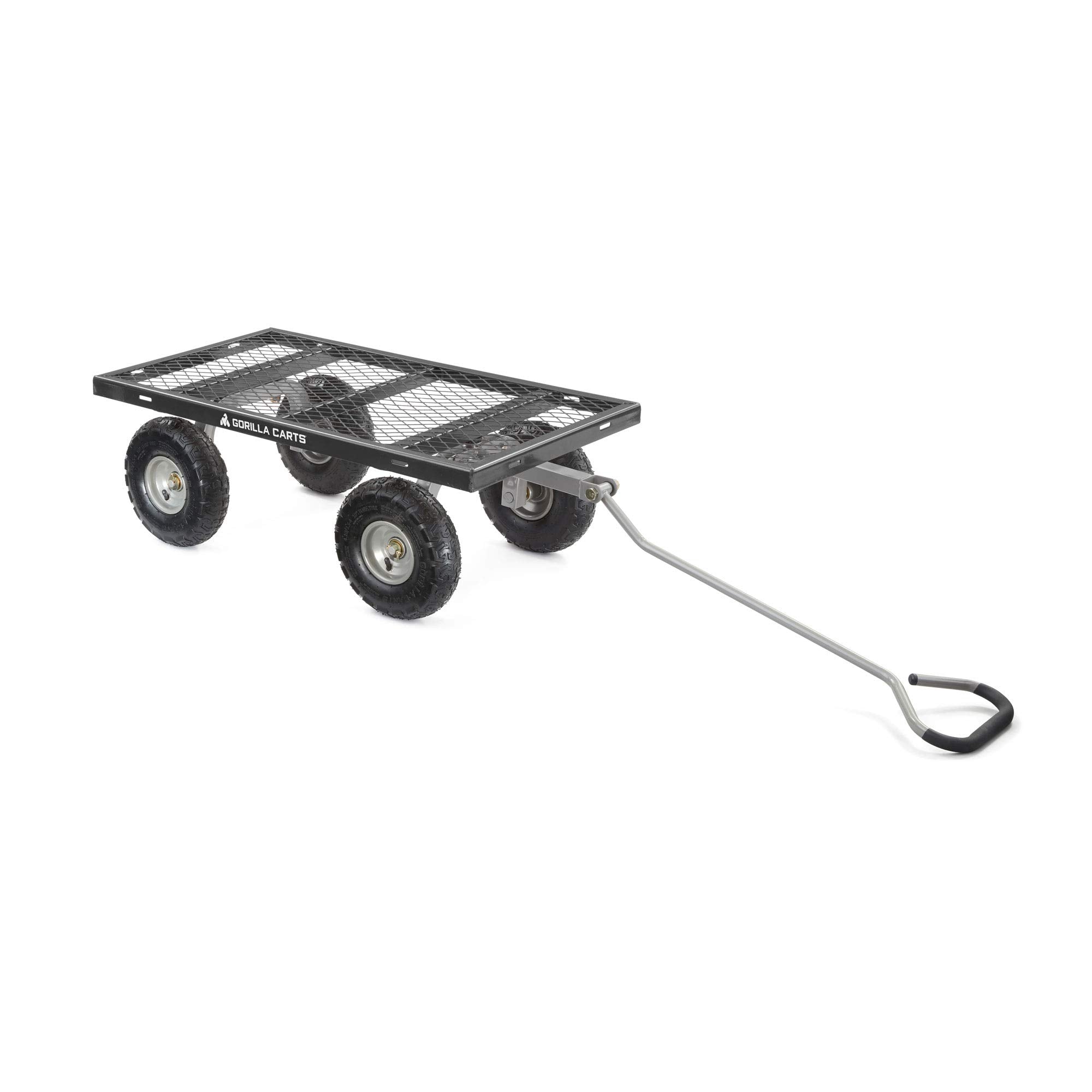 Gorilla Carts 800 Pound Capacity Heavy Duty Durable Steel Mesh Convertible Flatbed Garden Outdoor Hauling Utility Wagon Cart, Black