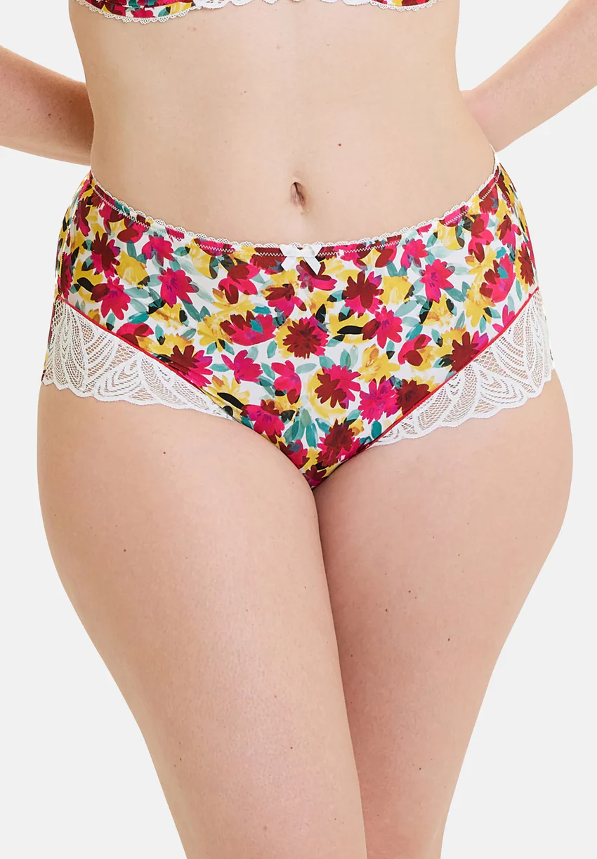 Shorty Célia Fleurs Rouges & Jaunes