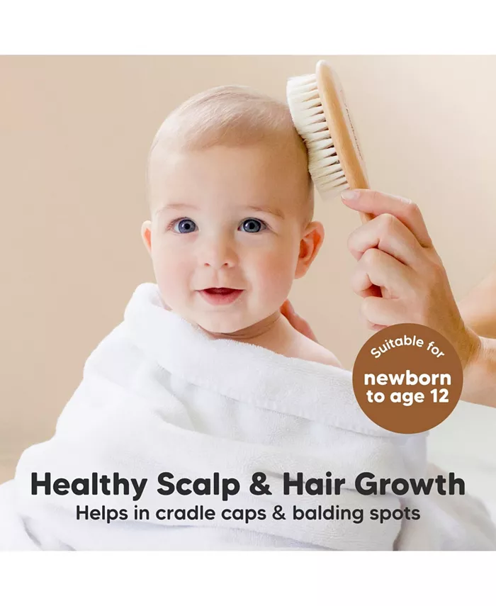 KeaBabies Baby Hair Brush and Comb Set, Oval Wooden Baby Brush Set for Newborns, Infant, Toddler Grooming Kit