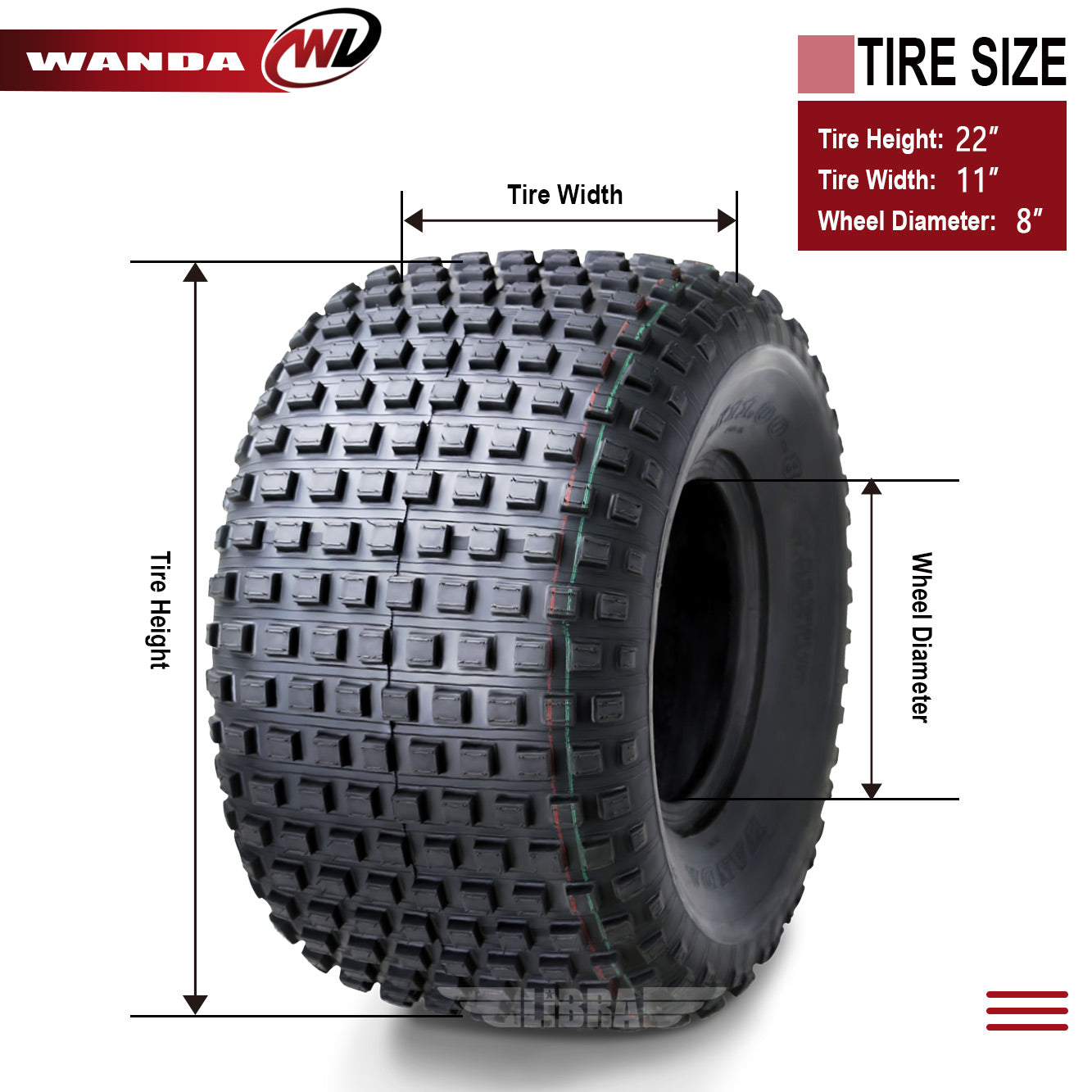 2 New WANDA ATV Tires 22X11-8 22x11x8 4PR P323 – 10032