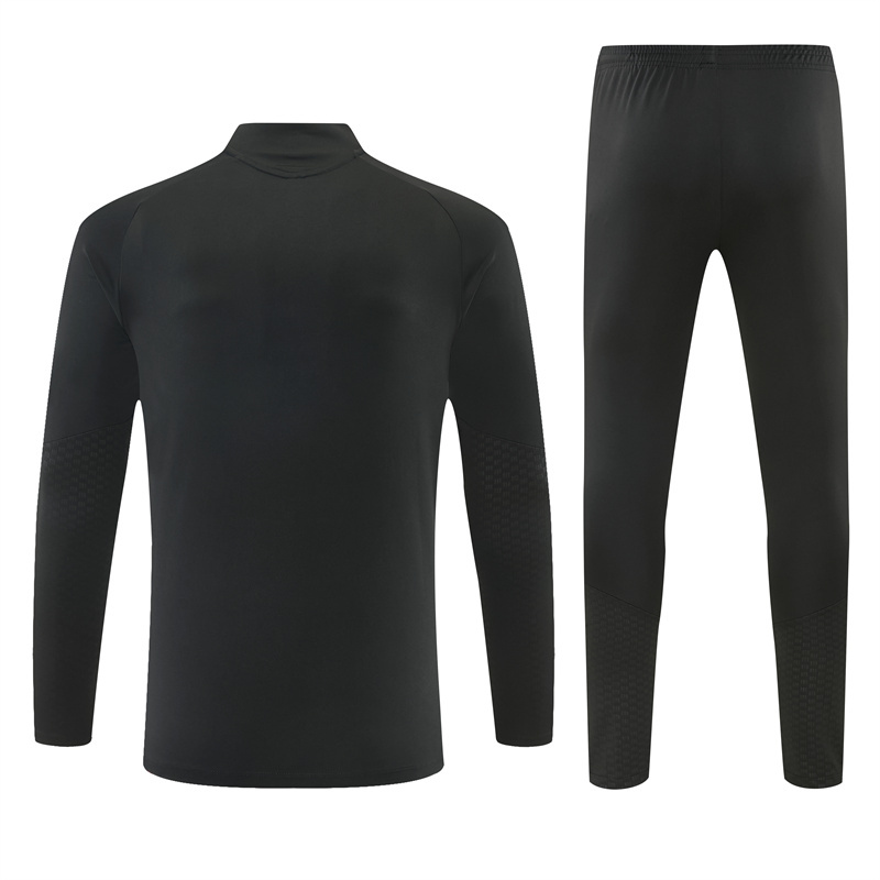 Adult / Kids 2627 Real Madrid Half Zipper Training Suit (All Black)