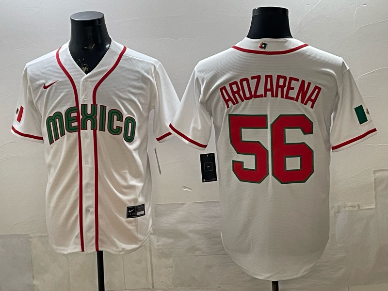 Men's Mexico Baseball Randy Arozarena #56 White 2026 World Baseball Classic Stadium Jersey