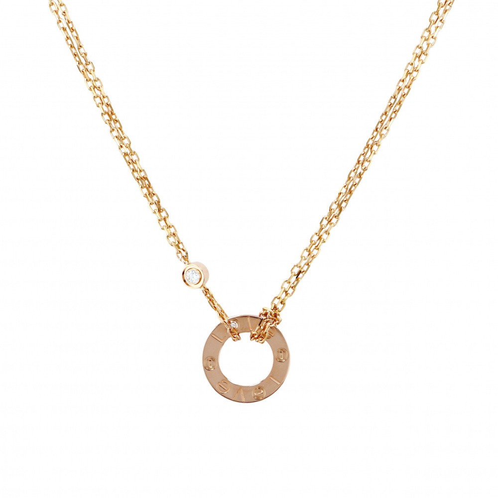 Cartier Love Circle Necklace 18K Rose Gold Diamond