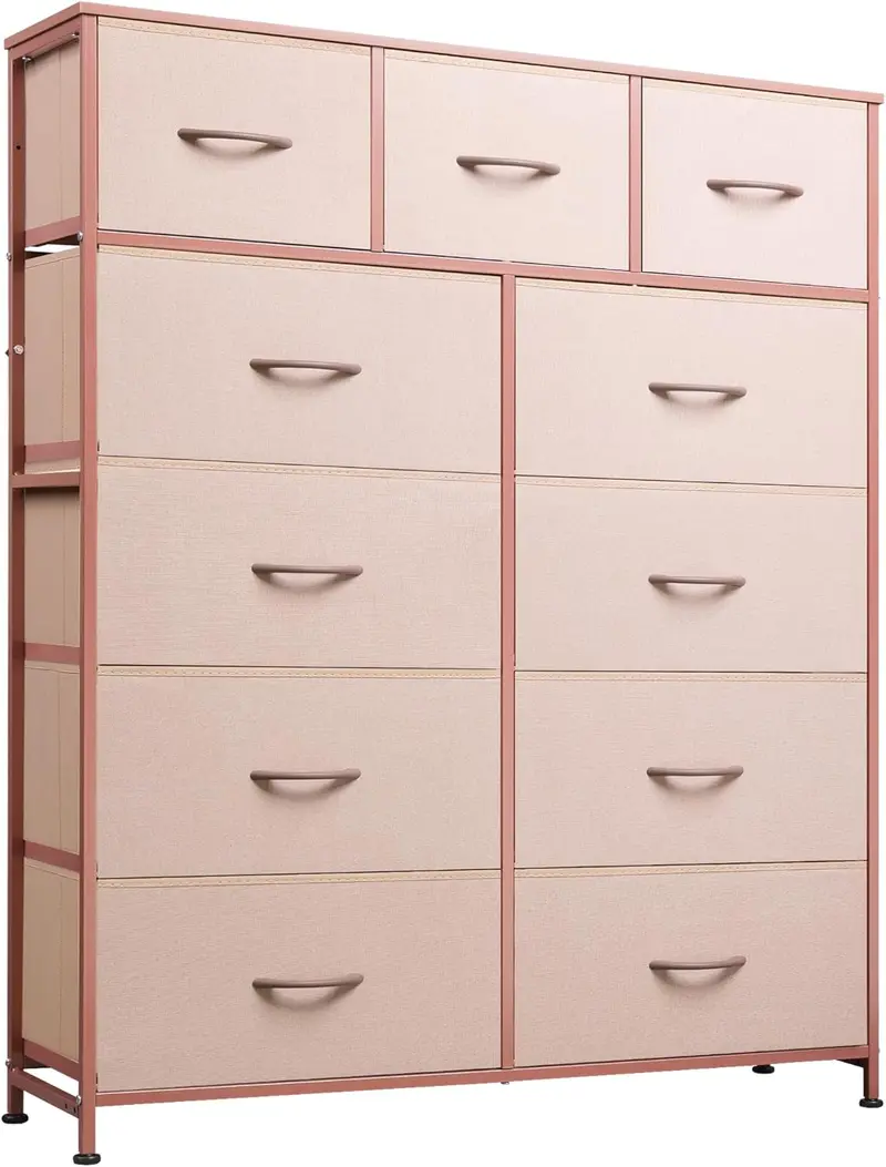 Steel-Framed Tall Storage Tower – 11-Fabric-Bin Organizer Unit for Hallway, Bedroom, or Home Office