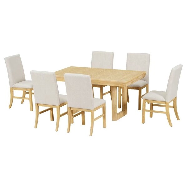 Extendable Dining Table Set,with Butterfly Leaf and6 Upholstered chair