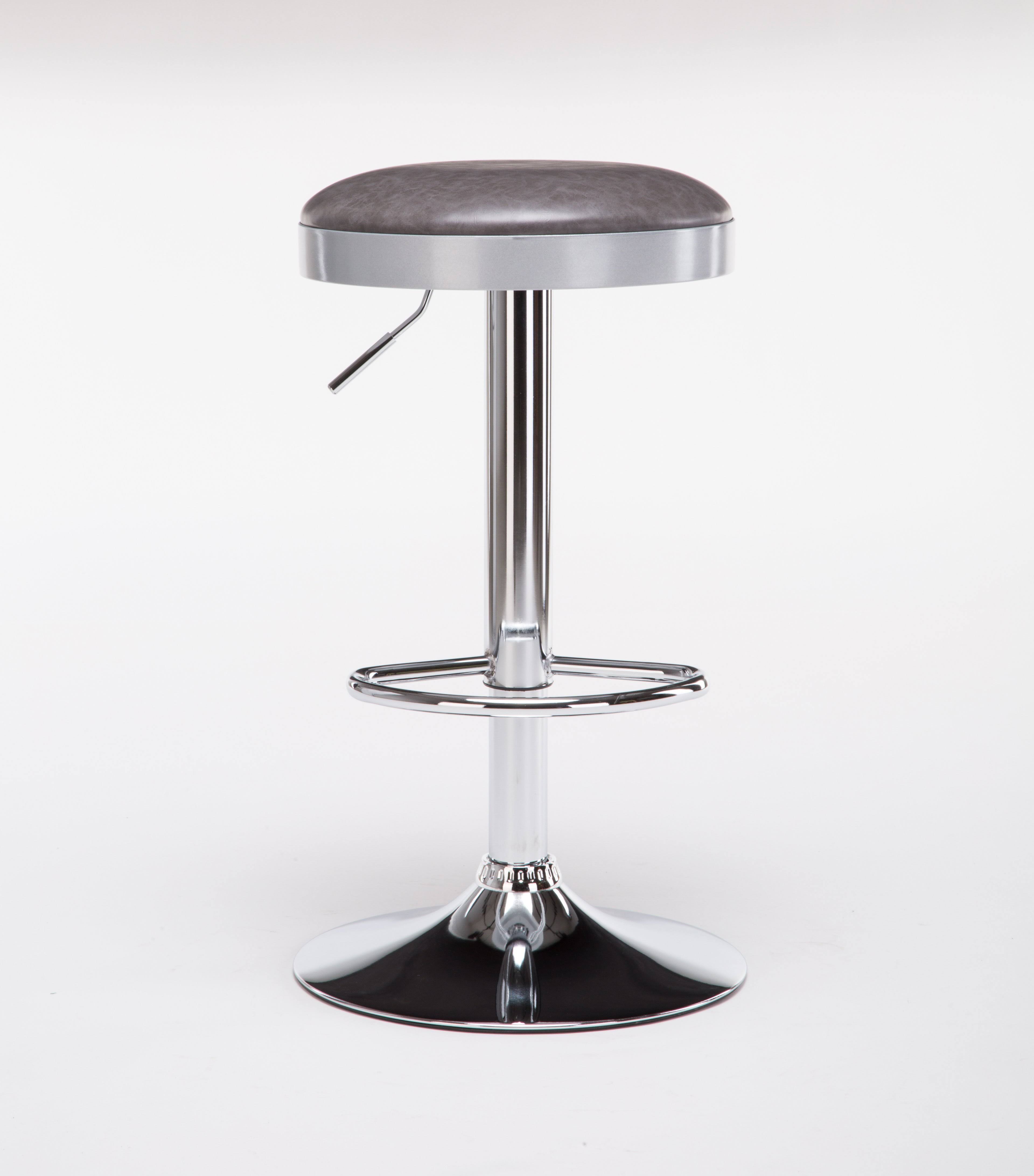 Boraam Copley Backless Adjustable Stool with Chrome Base Gray
