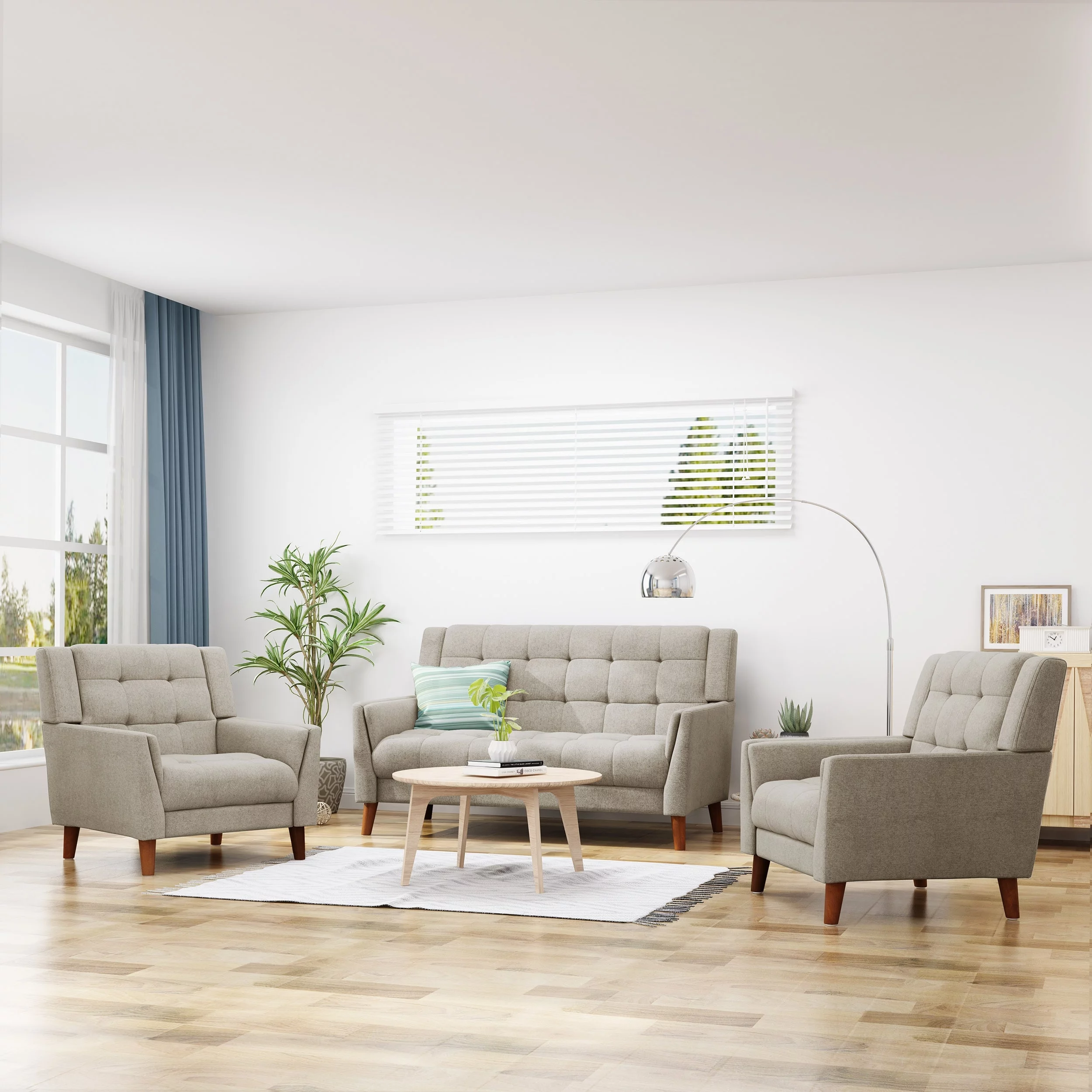 Christopher Knight Home Candace Fabric Arm Chair and Loveseat Set by  Blue