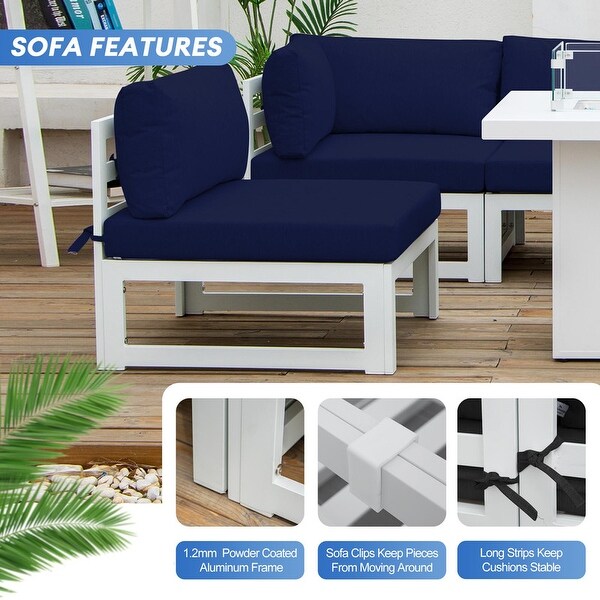 Nicesoul White Aluminum Modern Patio Furniture Sectional Sofa Set with Cushion