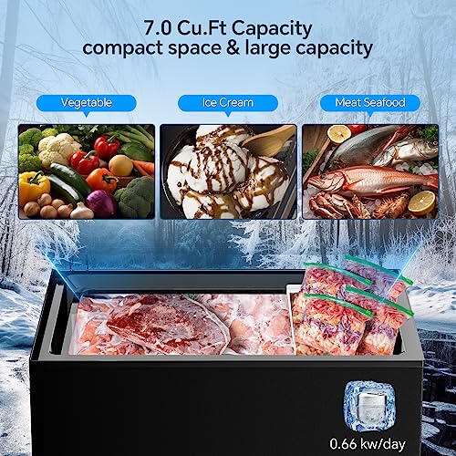 Kismile 7.0 Cubic Feet Chest Freezer with Removable Basket Free Standing