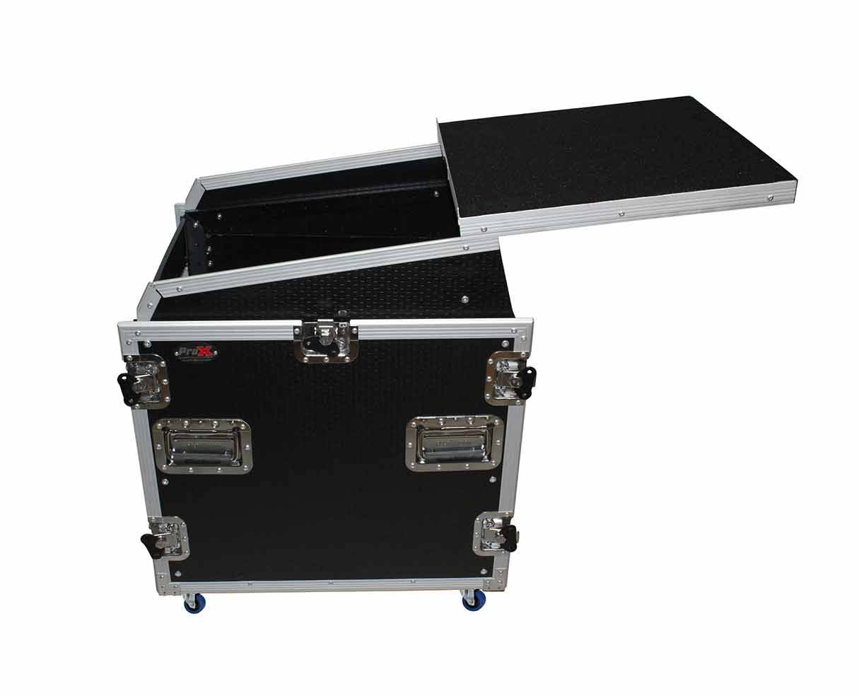 Prox 2U Rack x 13U Top Mixer DJ Combo Flight Case with Laptop Shelf