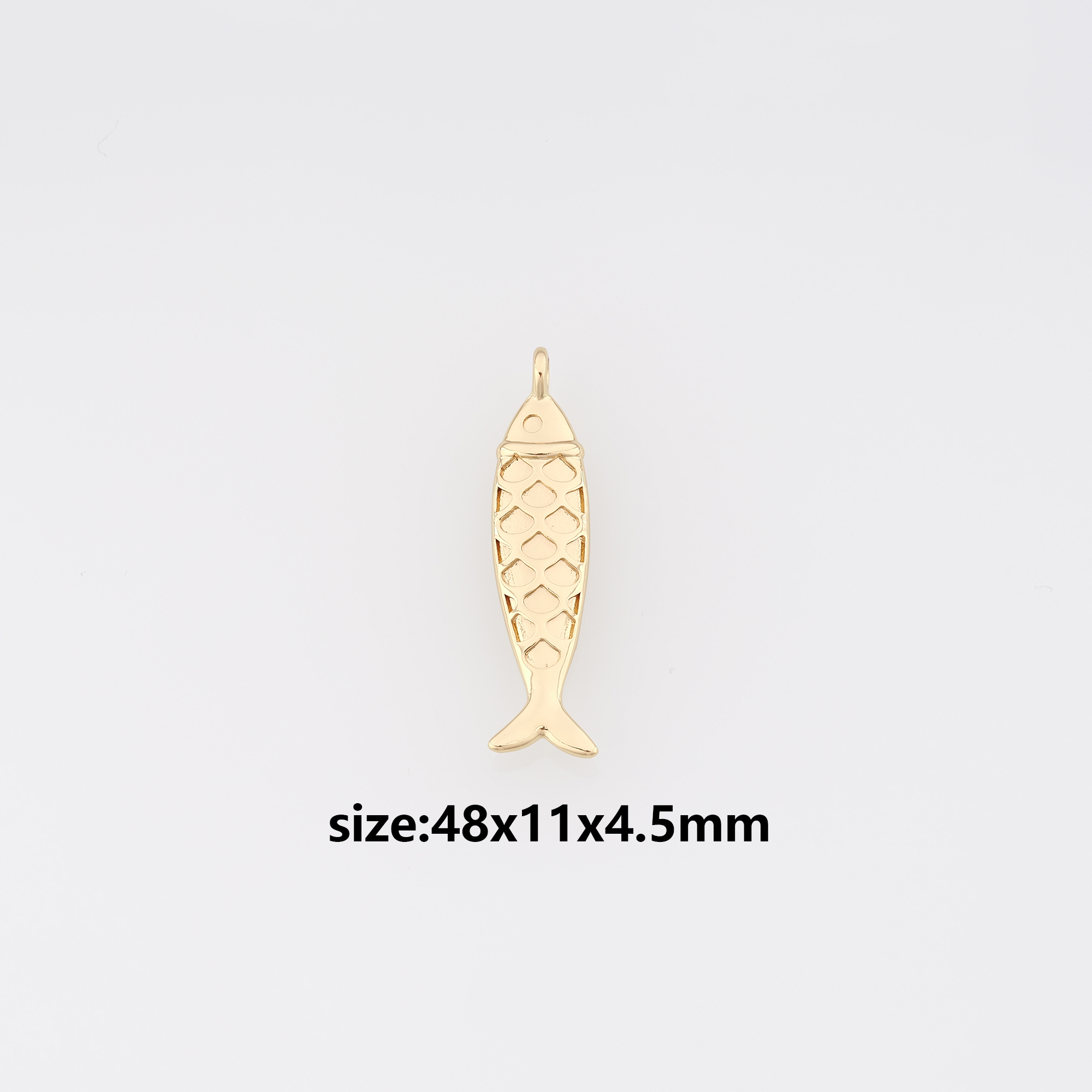 18K Gold Filled Fish Pendant,Ocean Fish Charm Earrings Necklace for DIY Jewelry Making Supply