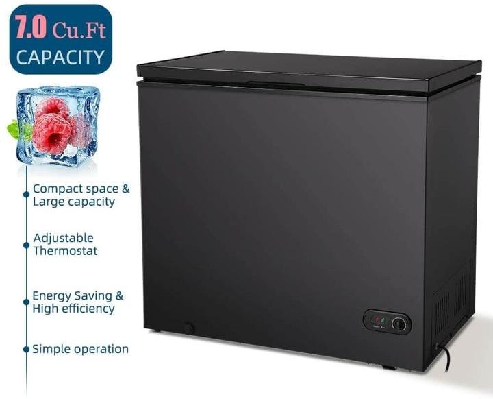 r-w-flame-7.0 Cubic Feet Black Chest Freezer Little Freezer Removable Basket