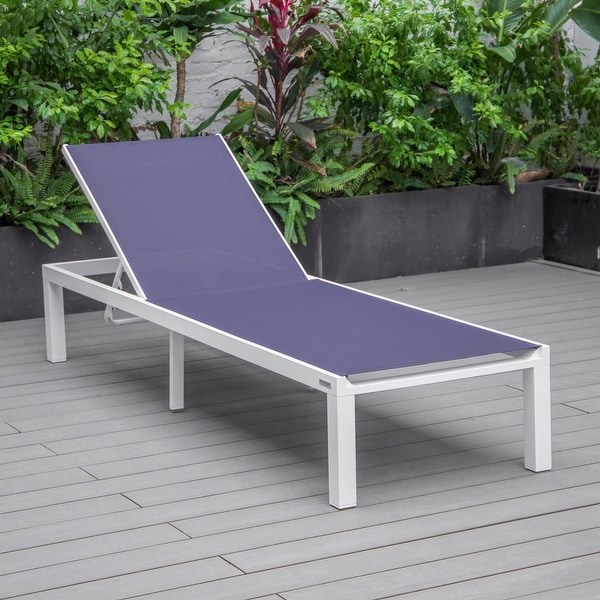 Aluminum Beach Pool Sun Lounge Chair Sling Mesh Fabric Reclining Stackable Lounger Chair