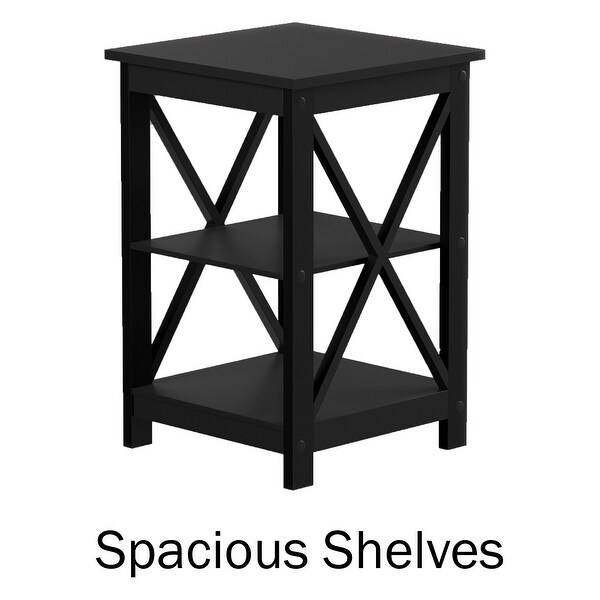 Side Tables with Two Shelves �C Set of 2 with XLegs by Lavish Home (Black)