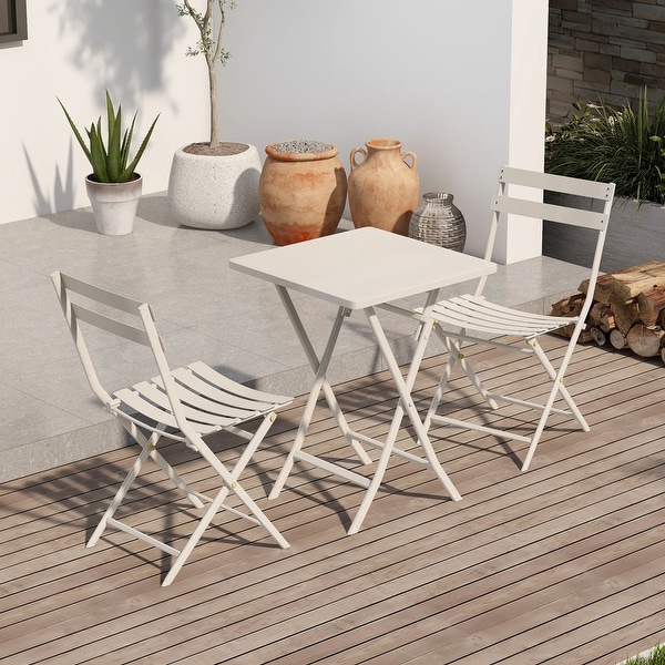3Piece Foldable Patio Bistro Set with Square Table and Chairs