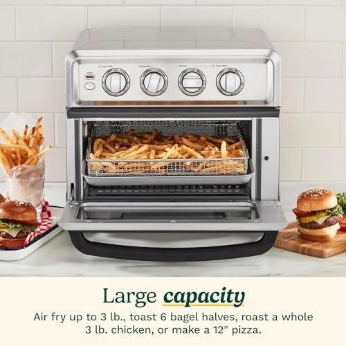 Air Fryer Toaster Oven with Grill, 1800W 8-1 Air Fryer Oven with Bake, Convection Bake, Grill, Broil and Warm Options, Large Capacity, 60-Minute Timer, Stainless Steel