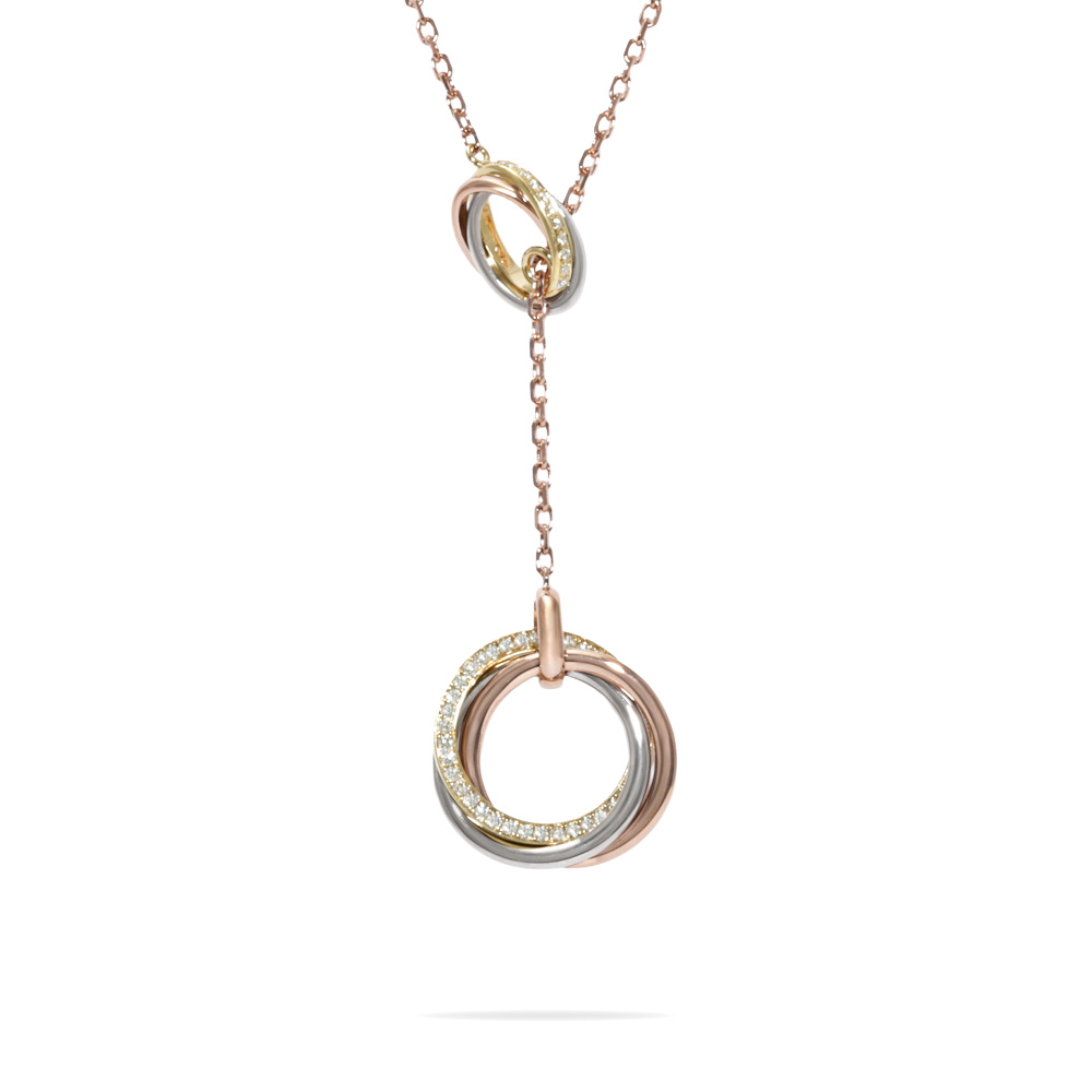 Cartier Trinity Necklace Tri-Gold Diamond B7058500