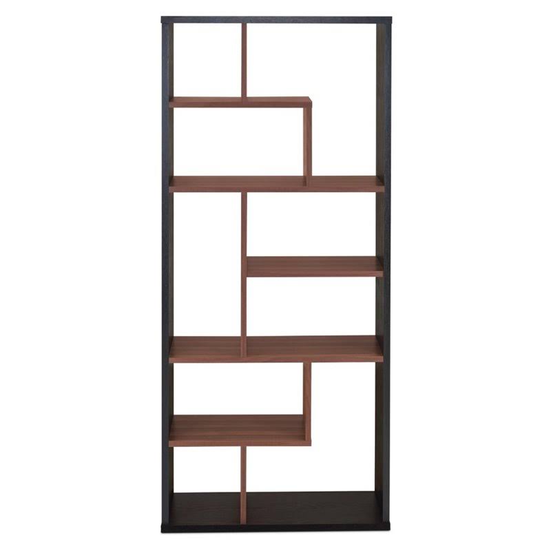 Bowery Hill Cube Bookcase in Black and Walnut - BH-1639808