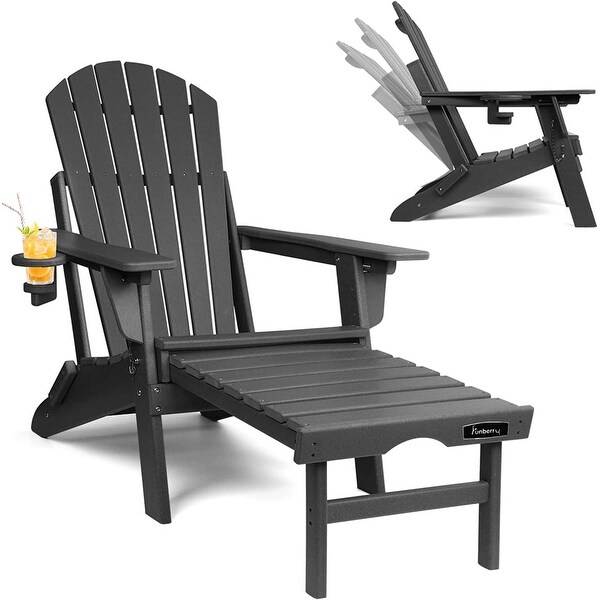Vrakae Folding and Adjustable Adirondack Chair with Ottoman