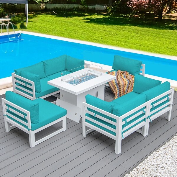 Nicesoul White Aluminum Modern Patio Furniture Sectional Sofa Set with Cushion