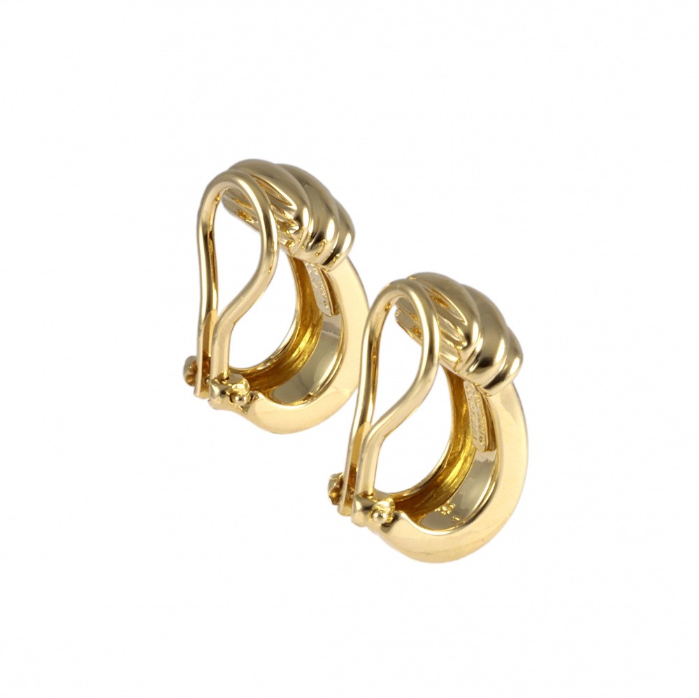 Tiffany & Co. Atlas Grooved Earrings 18K Yellow Gold