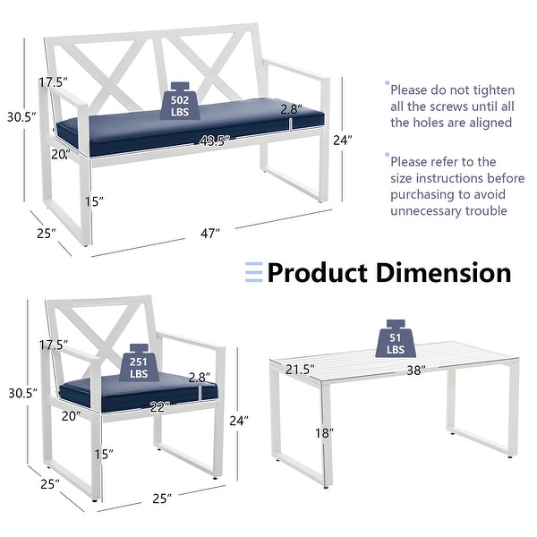 Costway 4PCS Patio Conversation Furniture Set Armrest Cushioned