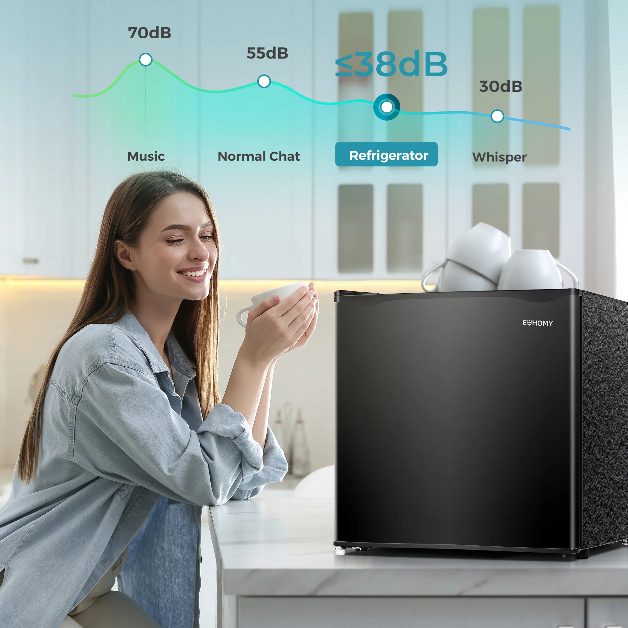 1.7 Cu.Ft Mini Fridge with Compact Freezer Temperature Control