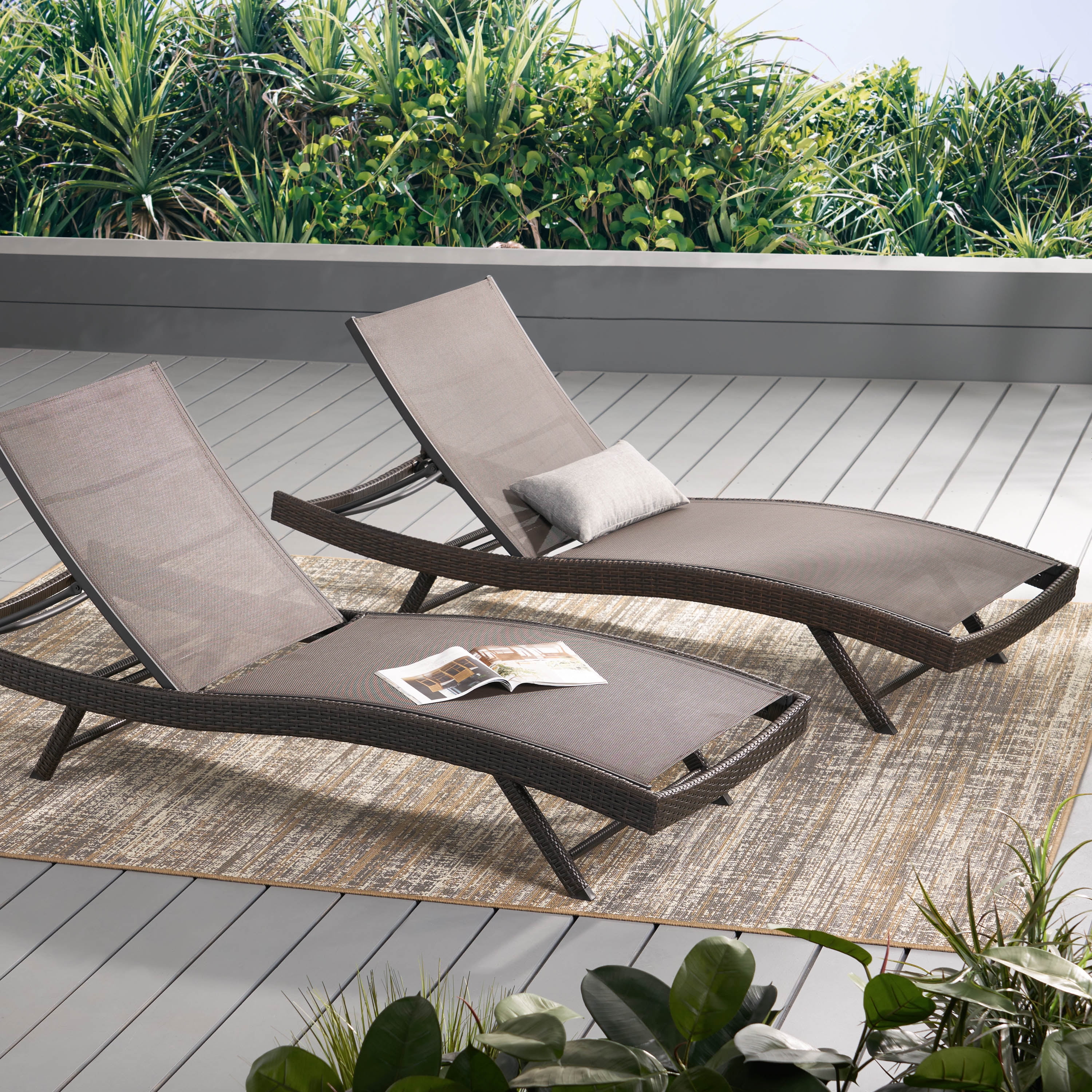 Brown Textilene Chaise Lounge (set of 2)
