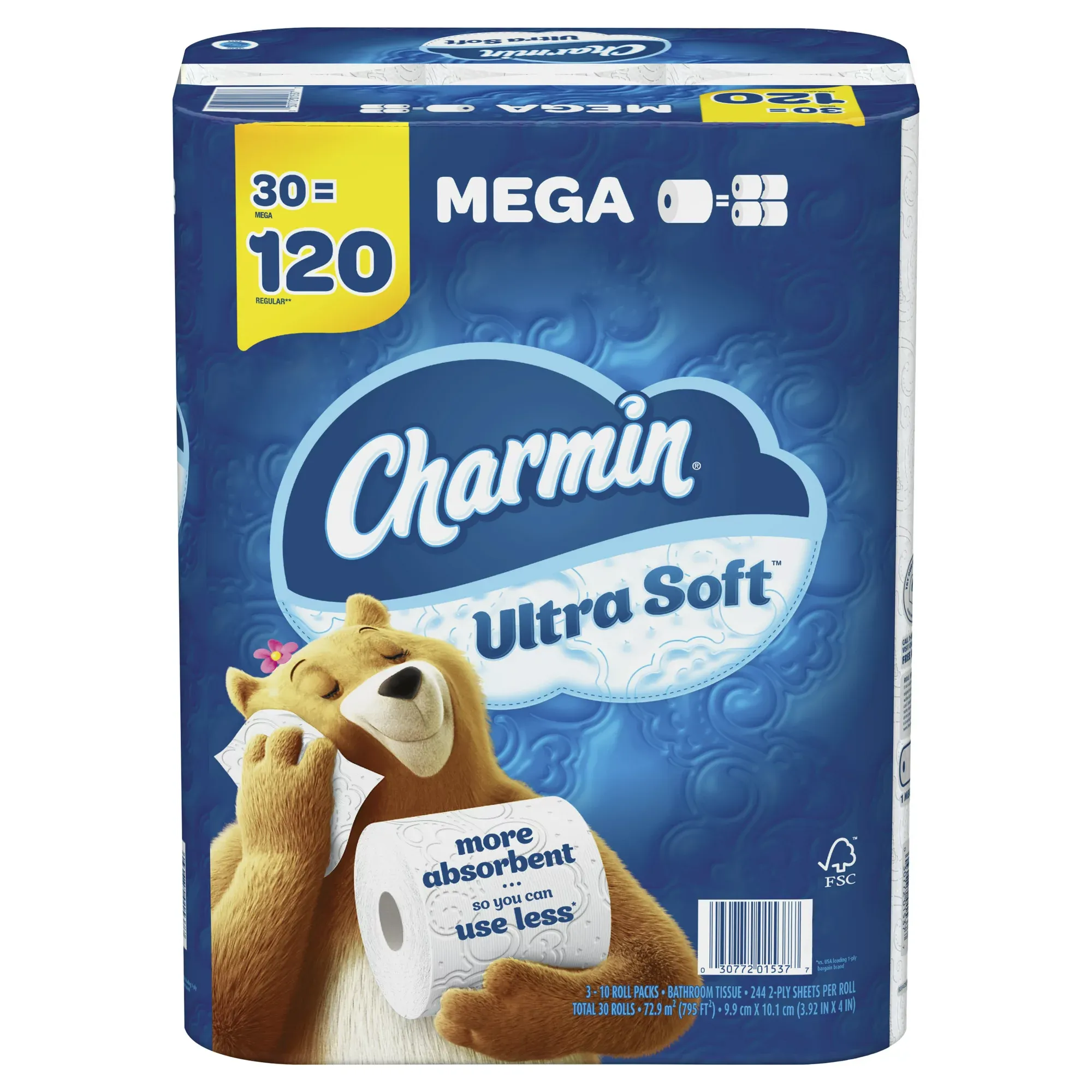 Charmin Ultra Soft Toilet Paper Mega Roll, 244 Sheets Per Roll, 30 Count