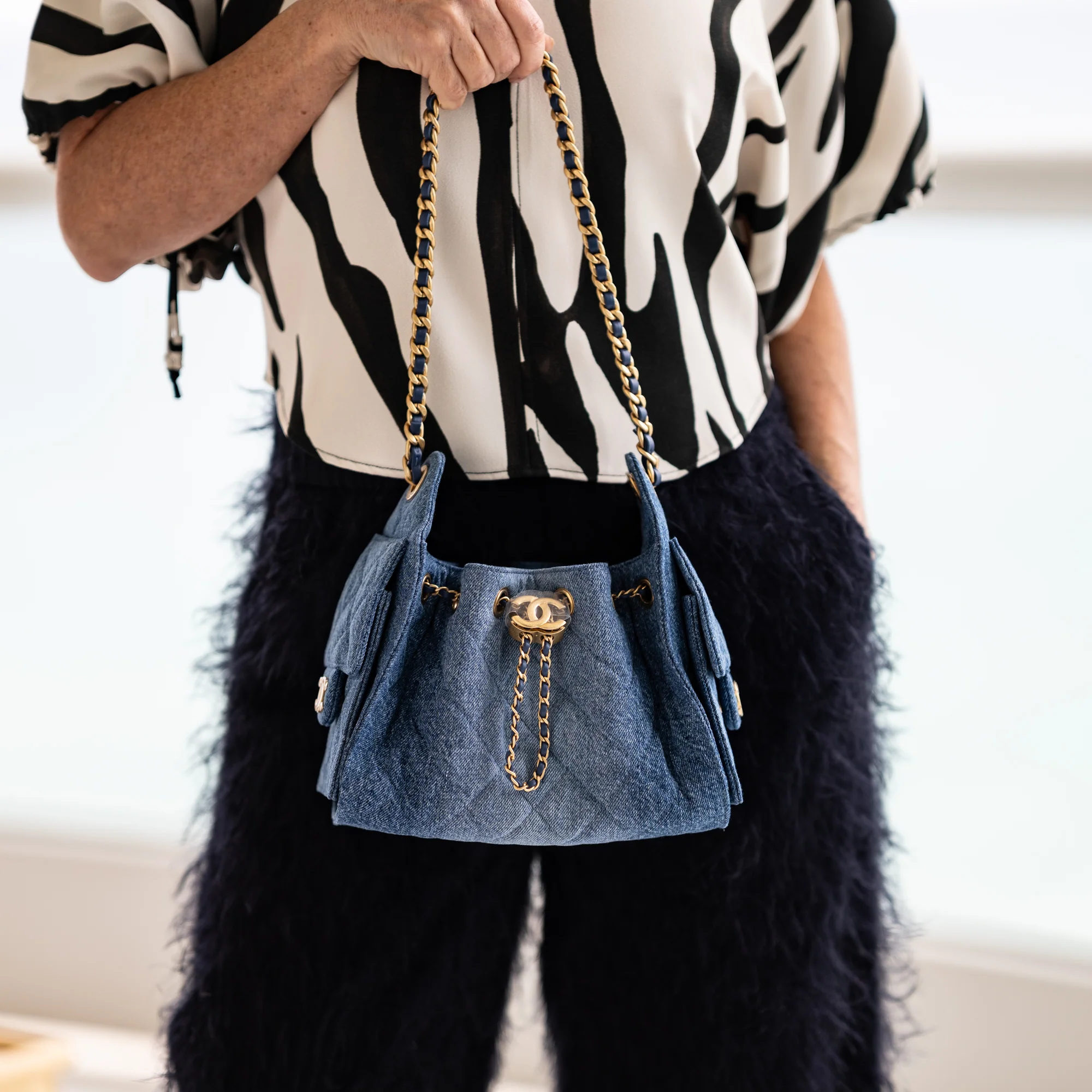 Chanel 25 Mini Washed Denim Blue Gold Hardware