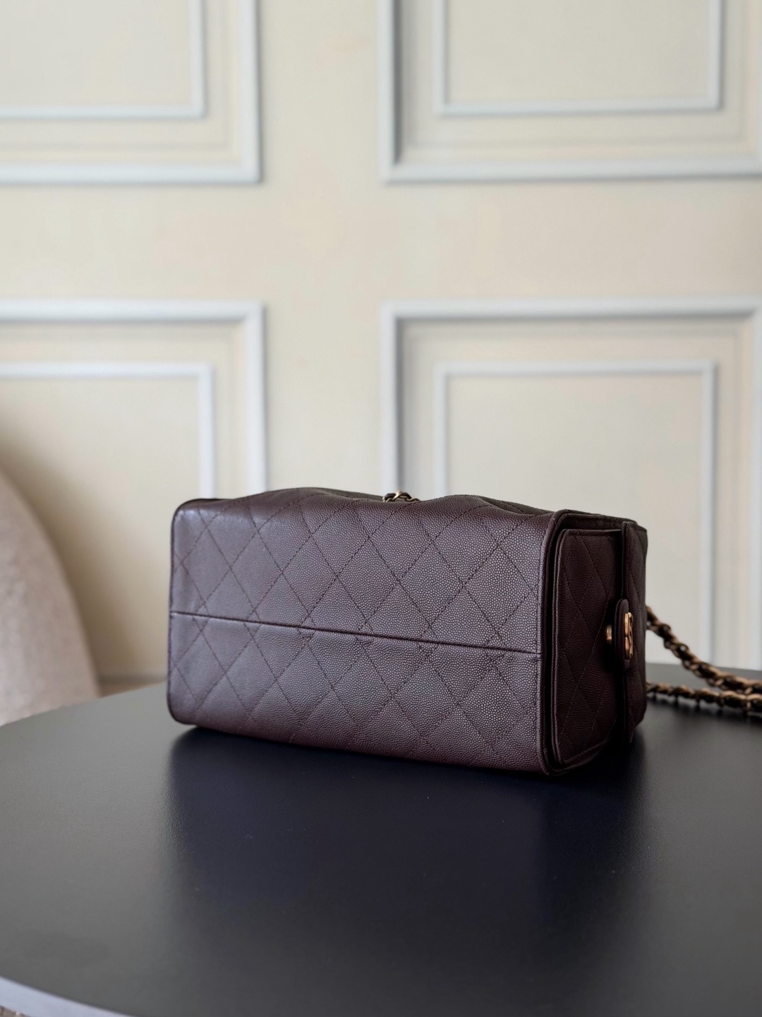 Chanel 25bag 25C Caviar leather white & gold small