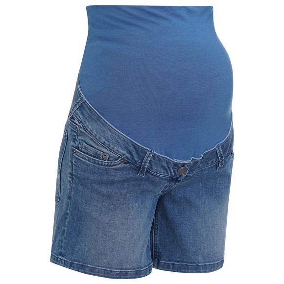 Gina Mama Damen Umstands-Jeansshorts mit Used-Waschung