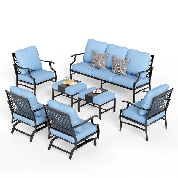 MAISON ARTS 6/7Piece Patio Conversation Sets,Sofa Set with 2/4 x Single Chairs,1 x 3seater Sofa and Coffee Table/Ottomans