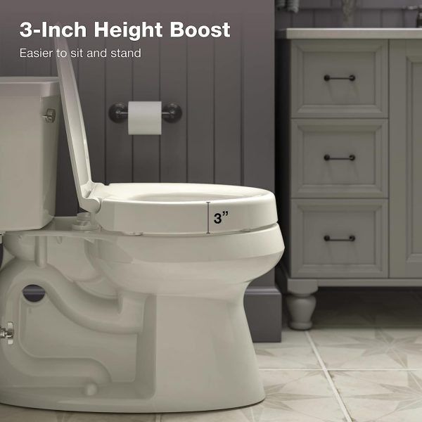 25875-96 Hyten Elevated Quiet-Close Elongated Toilet Seat, Contoured Seat with Grip-Tight Bumpers, Quick-Attach Hardware, Biscuit