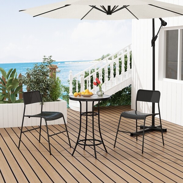 Patio Bistro Table WeatherResistant Black Metal Table Garden,Balcony