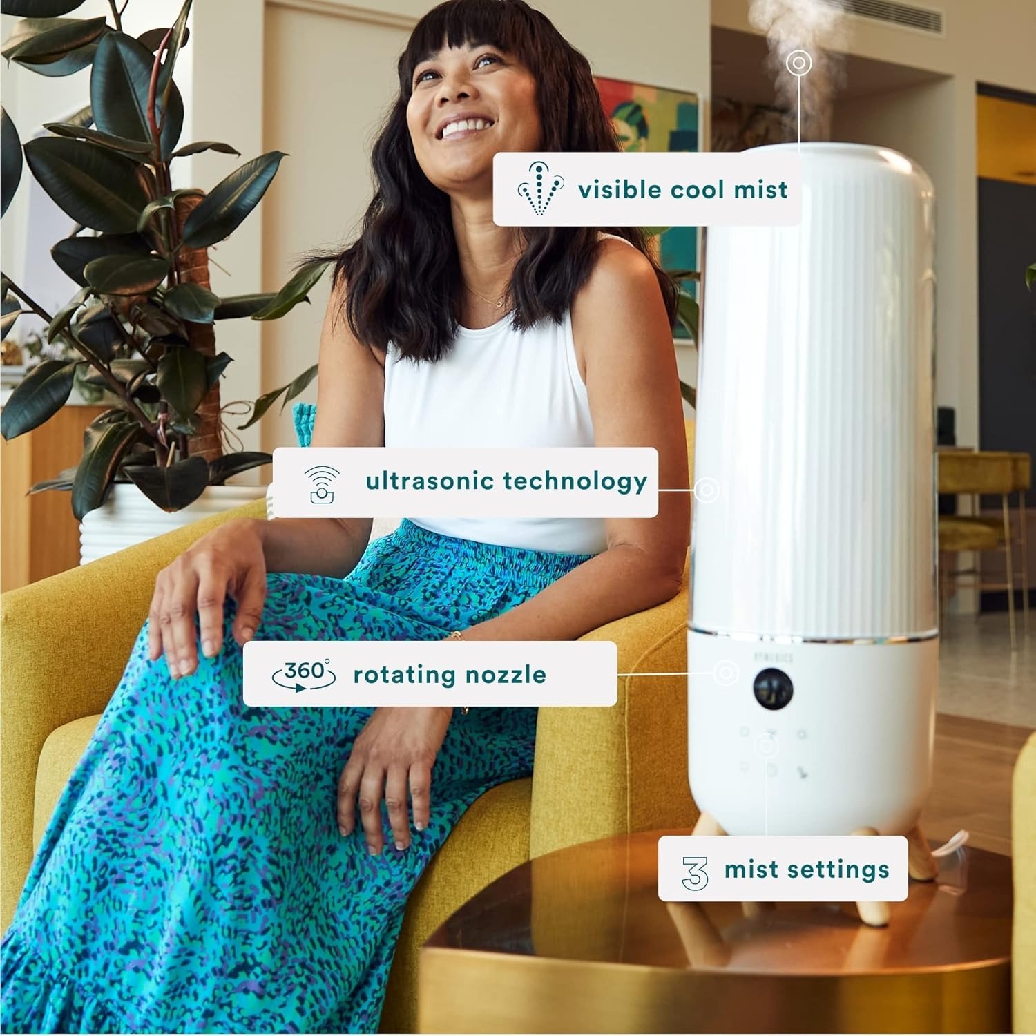 5.56L Ultrasonic Cool Mist Humidifier Top-Fill with Essential Oil Tray White