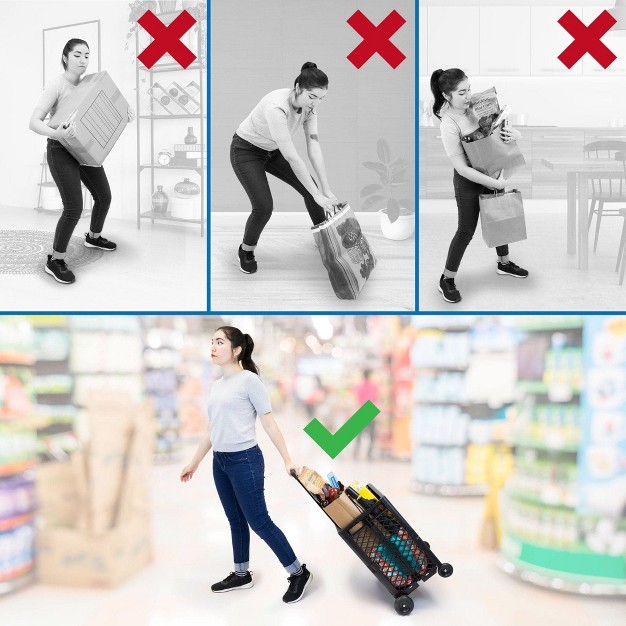 Mount it Heavy lifting Rolling Mesh Utility Cart 55 Lbs Weight Capacity Black Perfect For Use At Home Office Business Travel amp Shopping