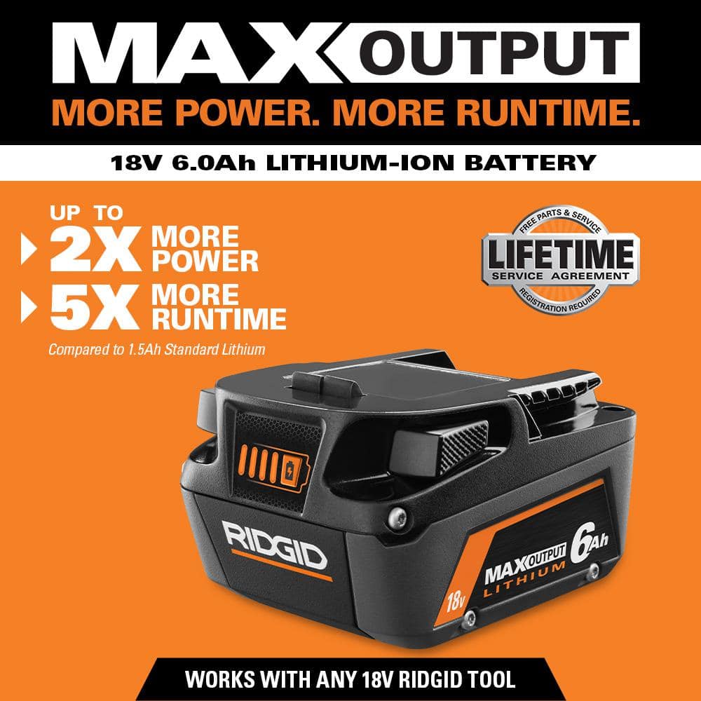 Ridgid 18V 6.0 Ah MAX Output Lithium-Ion Batteries (2-Pack) AC840060PN