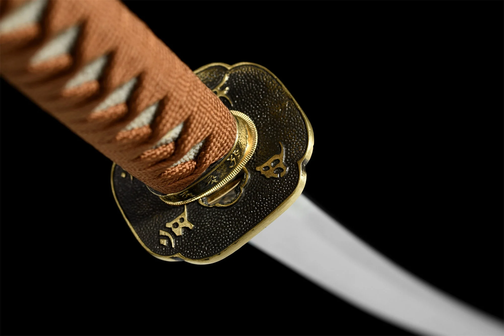 Folding Steel Katana – Clay Tempered, Golden-Brown, Full Tang