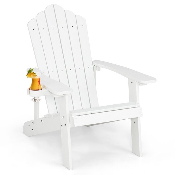 Costway Patio HIPS Adirondack Chair with Cup Holder Weather Resistant