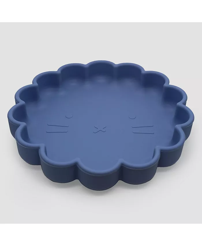 Kushies Toddler Silicone Suction Plate, Unbreakable, Microwave, Oven Safe, Blue Lion