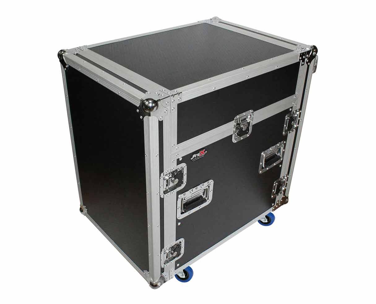 Prox 2U Rack x 13U Top Mixer DJ Combo Flight Case with Laptop Shelf