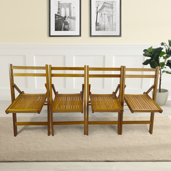 Furniture Slatted Wood Folding Special Event Chair ,Set of 4