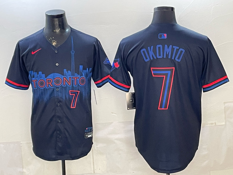 Men's Toronto Blue Jays Kazuma Okamoto #7 Black 2024 City Connect Limited Player Jersey
