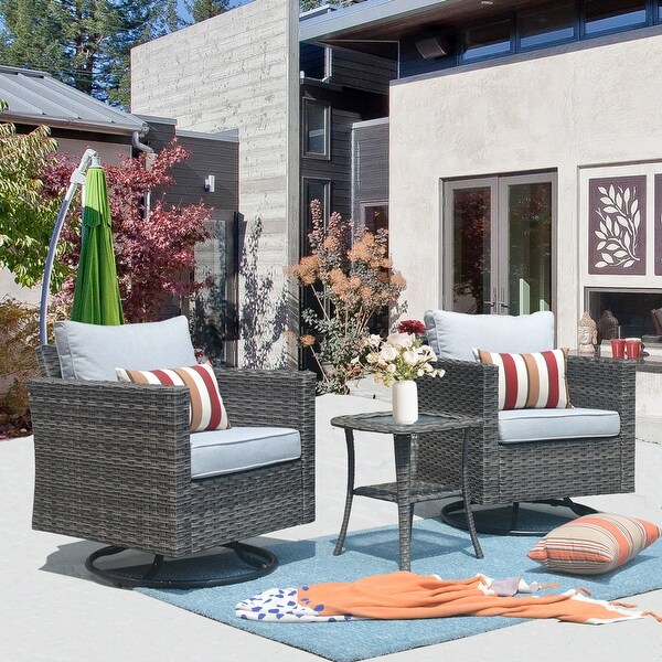 OVIOS Wicker Swivel Rocking Chair 3piece Set