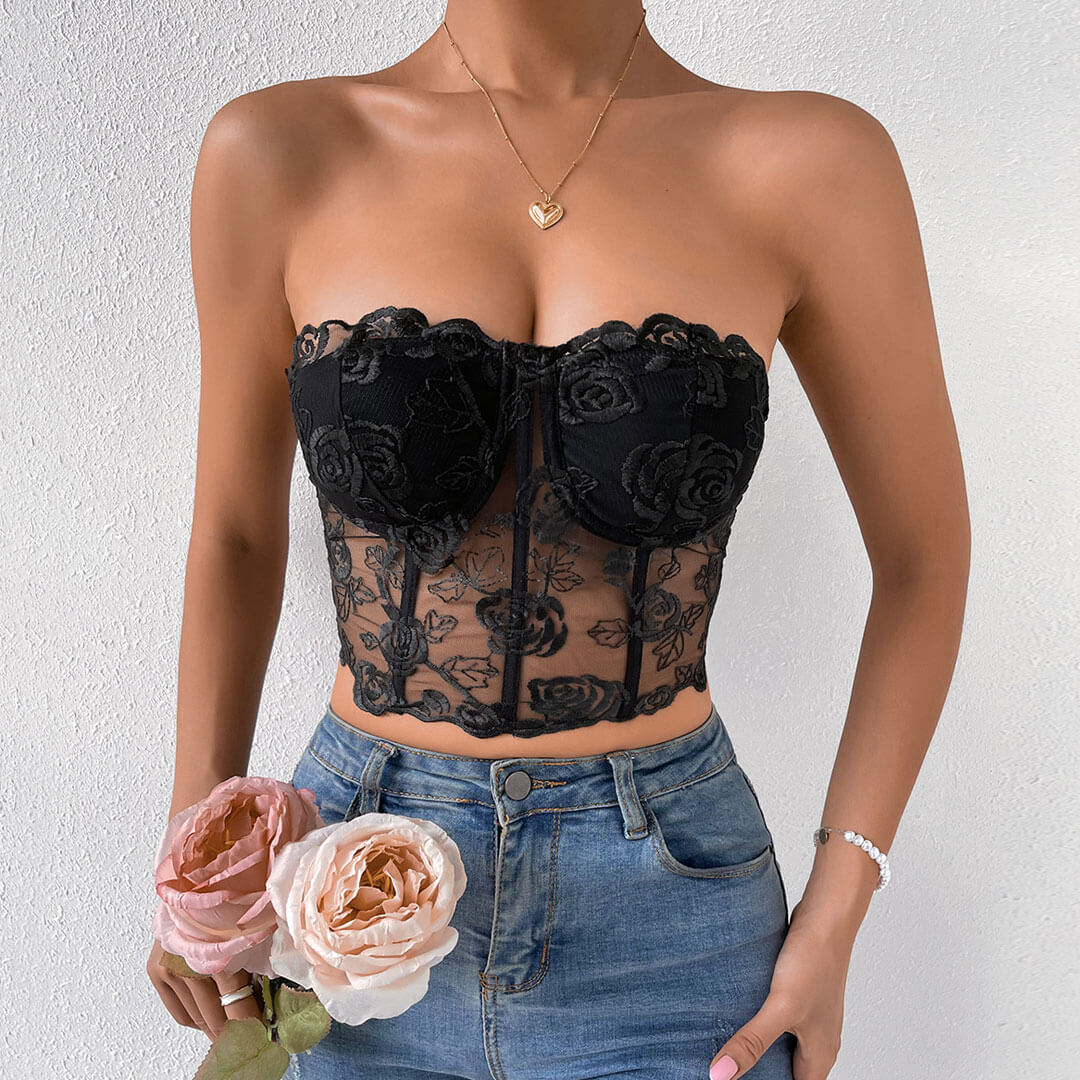 Strapless Embroidered Corset TopClistos