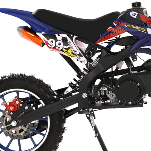 50cc Dirt Bike for Adults & Kids, Mini Bike Gas Powered Off Road Trail Bike with Speeds up to 40 MPH for Uphill and Off-Road Conditions, 2-Stroke, Blue