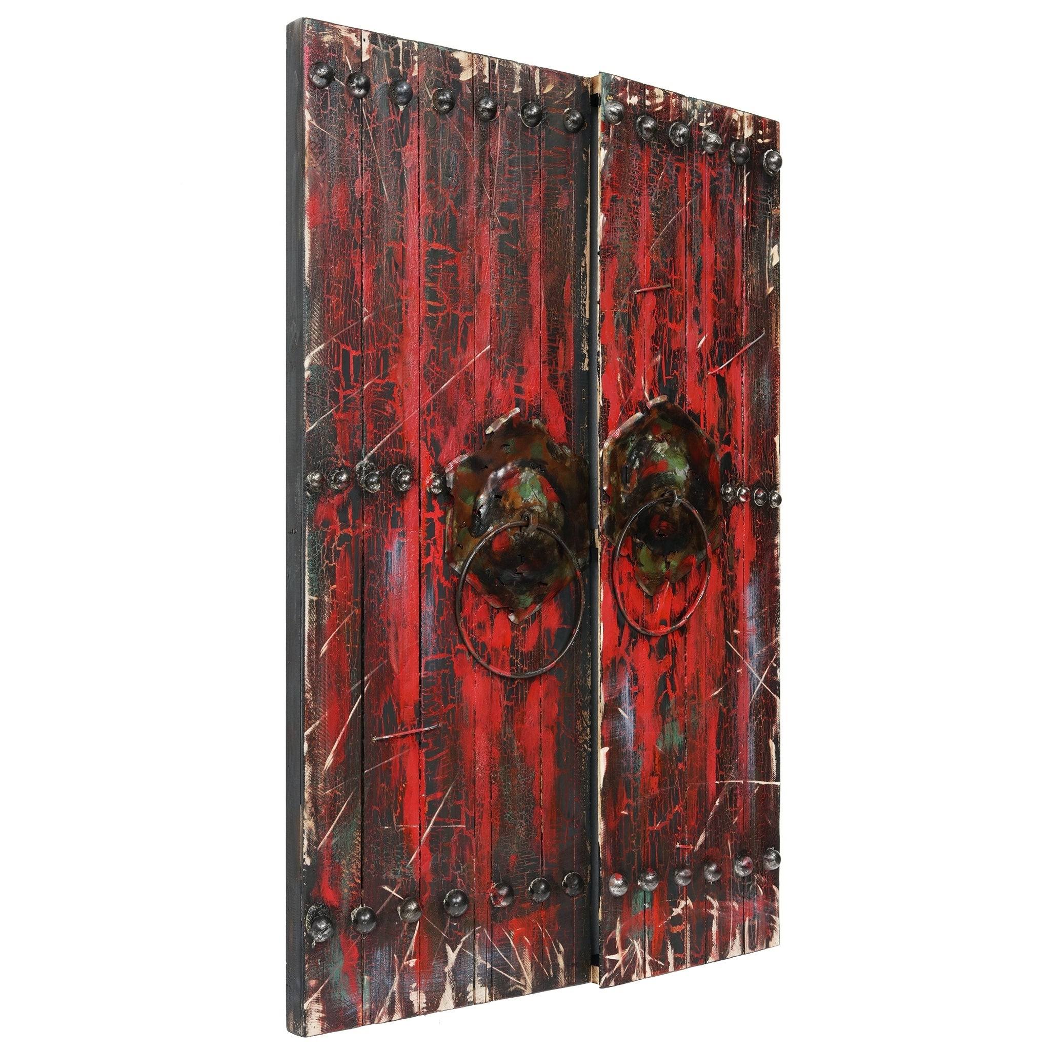 Empire Art Direct Antique Wooden Doors 1x22 Mixed Media Hand Painted Iron Wall SC