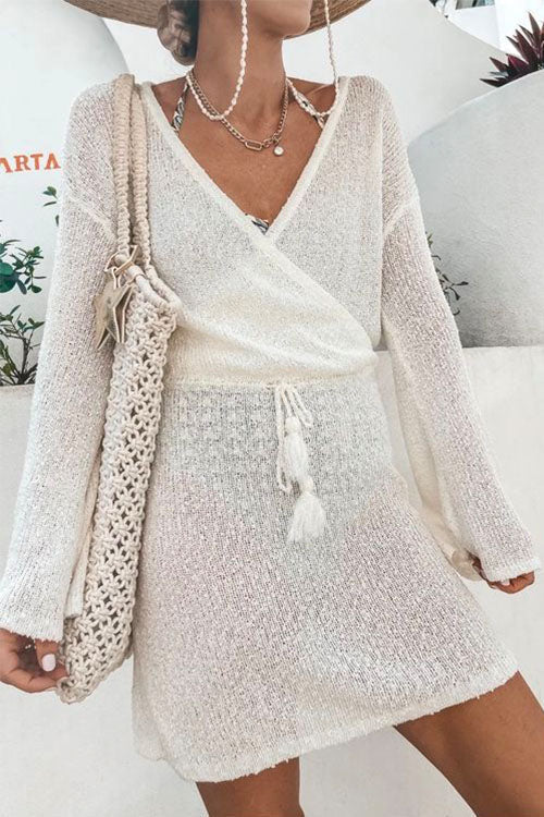 Tie Waist Beach Wrap DressClistos